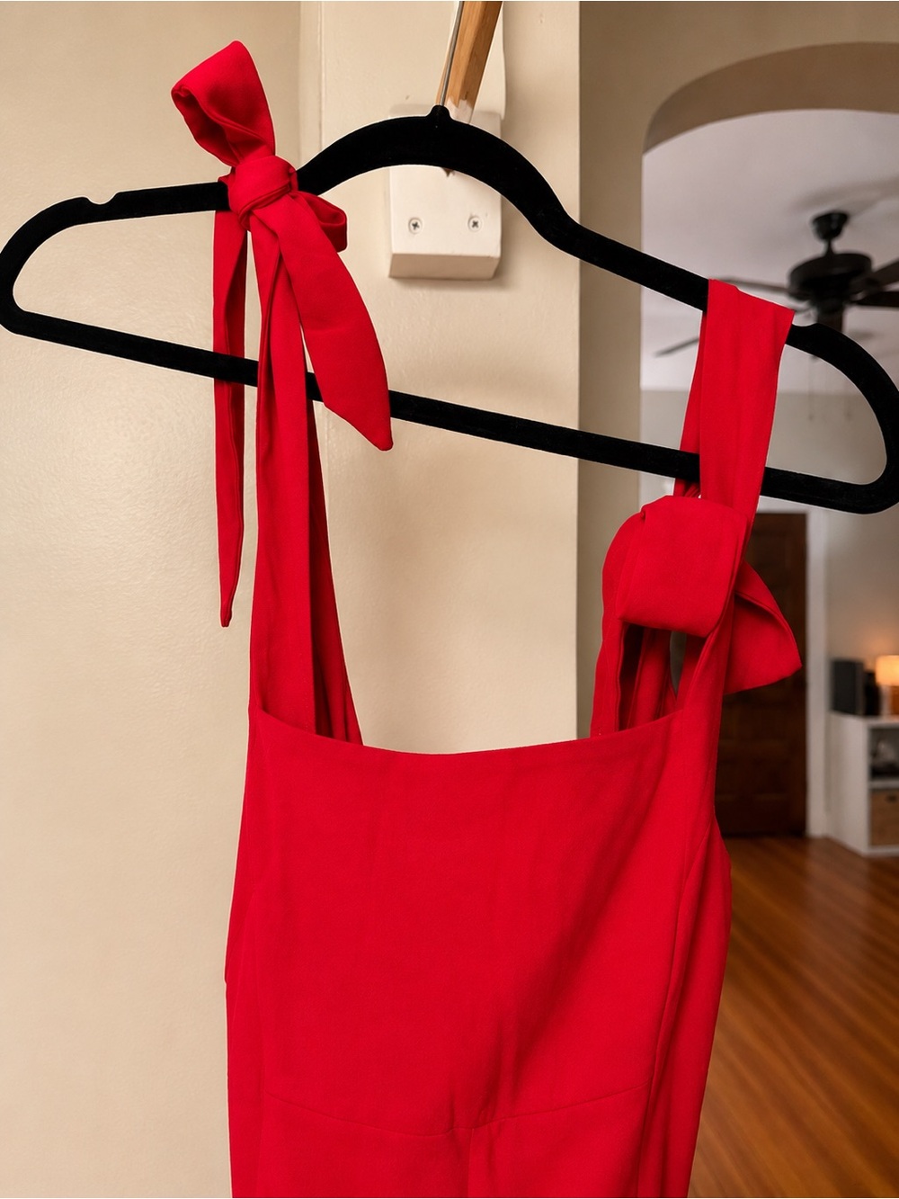 Anrabess Formal Red Tie-Shoulder Midi Dress - Picture 4 of 6